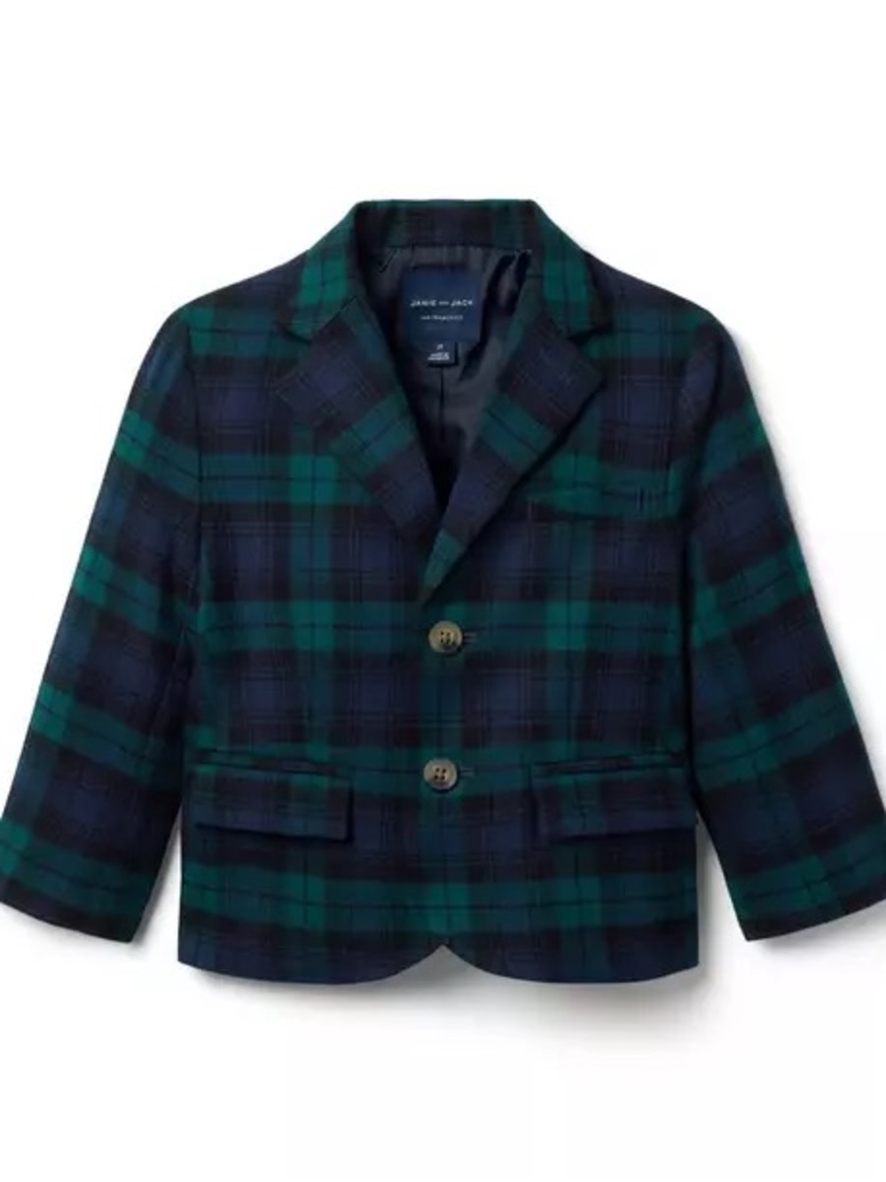 Janie and Jack The Tartan Blazer Green & Navy Plaid Kids Blazer